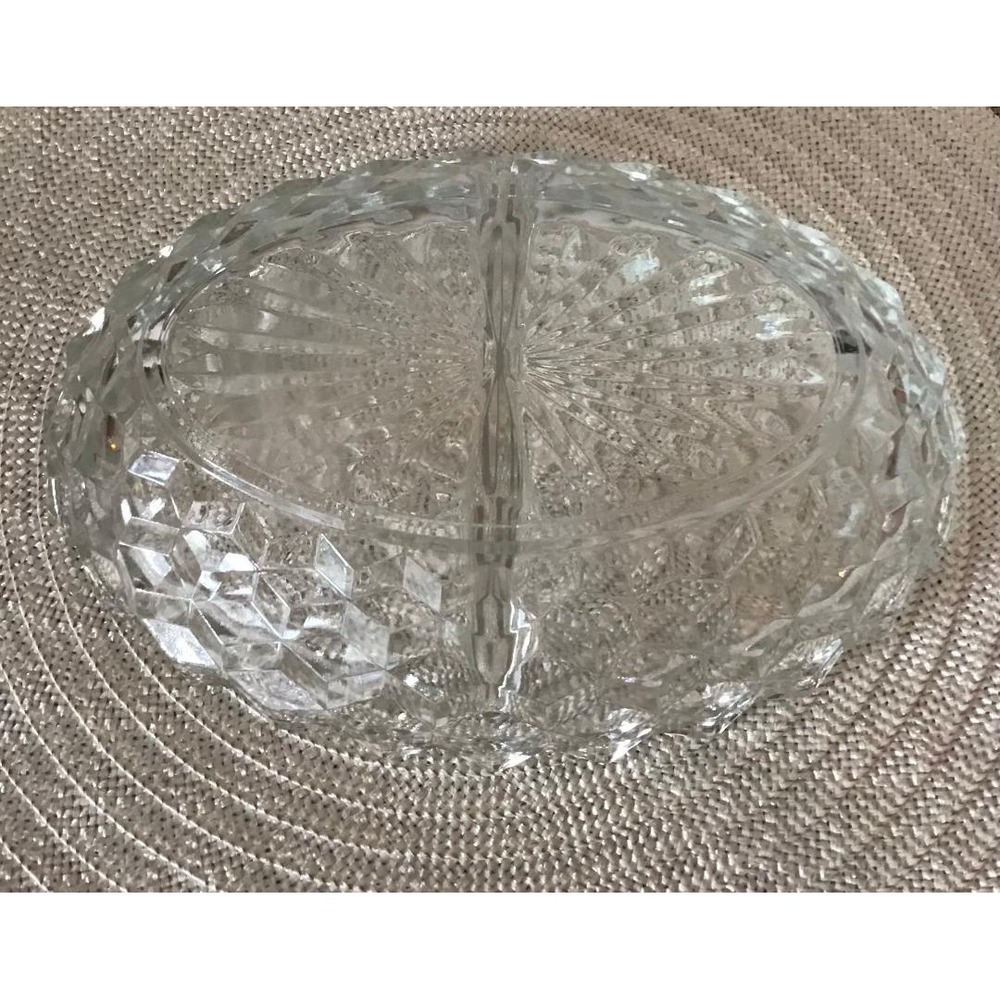 Vintage Indiana Glass Whitehall Pattern Glass Divided Relish Dish Oval 9.5"